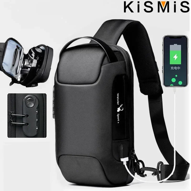 Fashionable Waterproof Crossbody Anti-Theft USB Bag