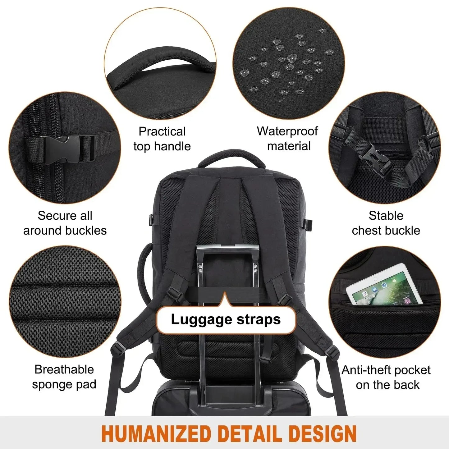 40L Expandable Waterproof Luggage/Computer Backpack