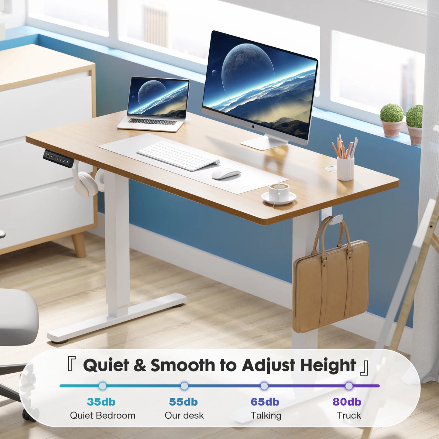 Electric Standing Desk, Adjustable Height, 40x24 Inch Computer Desk Workstation