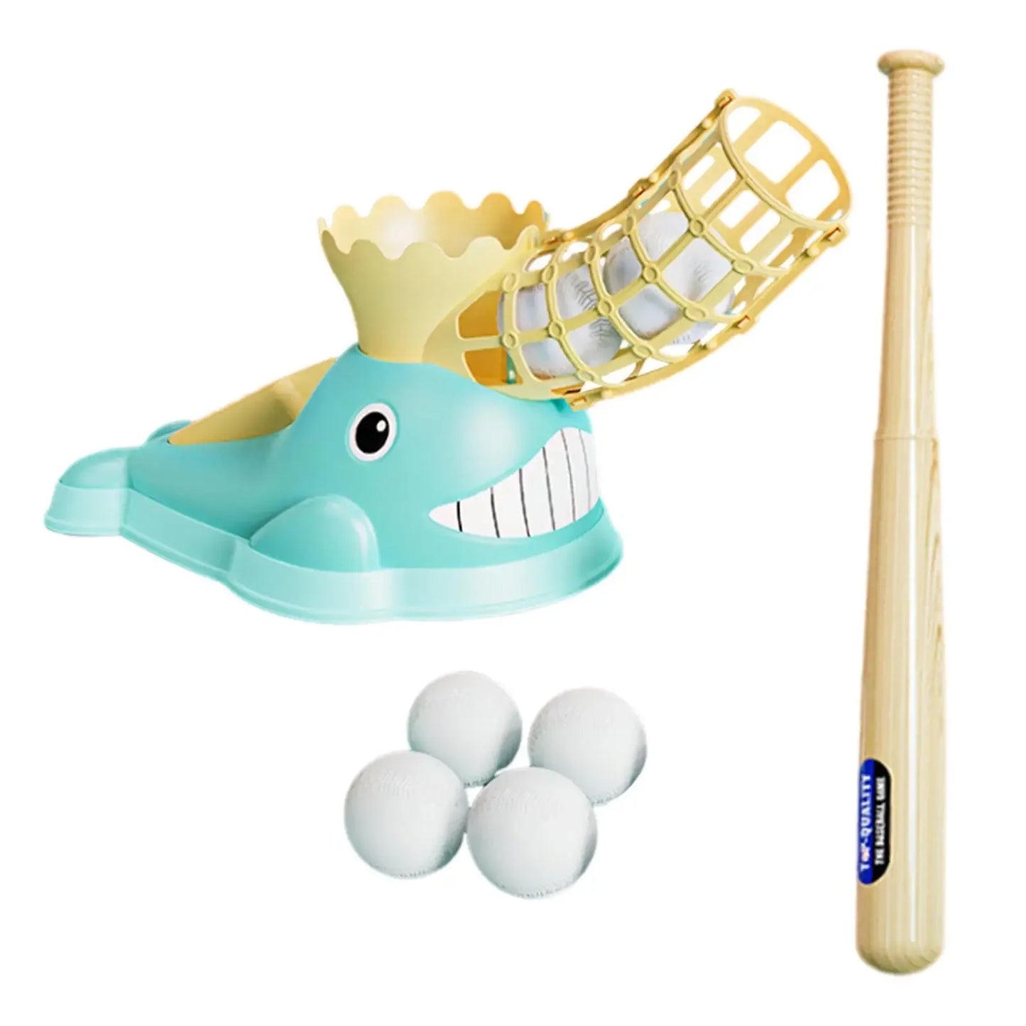 Baseball pitching machine for children with bat and 6 baseballs