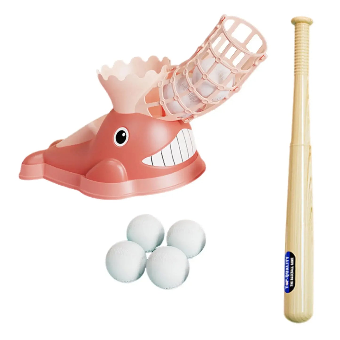 Baseball pitching machine for children with bat and 6 baseballs