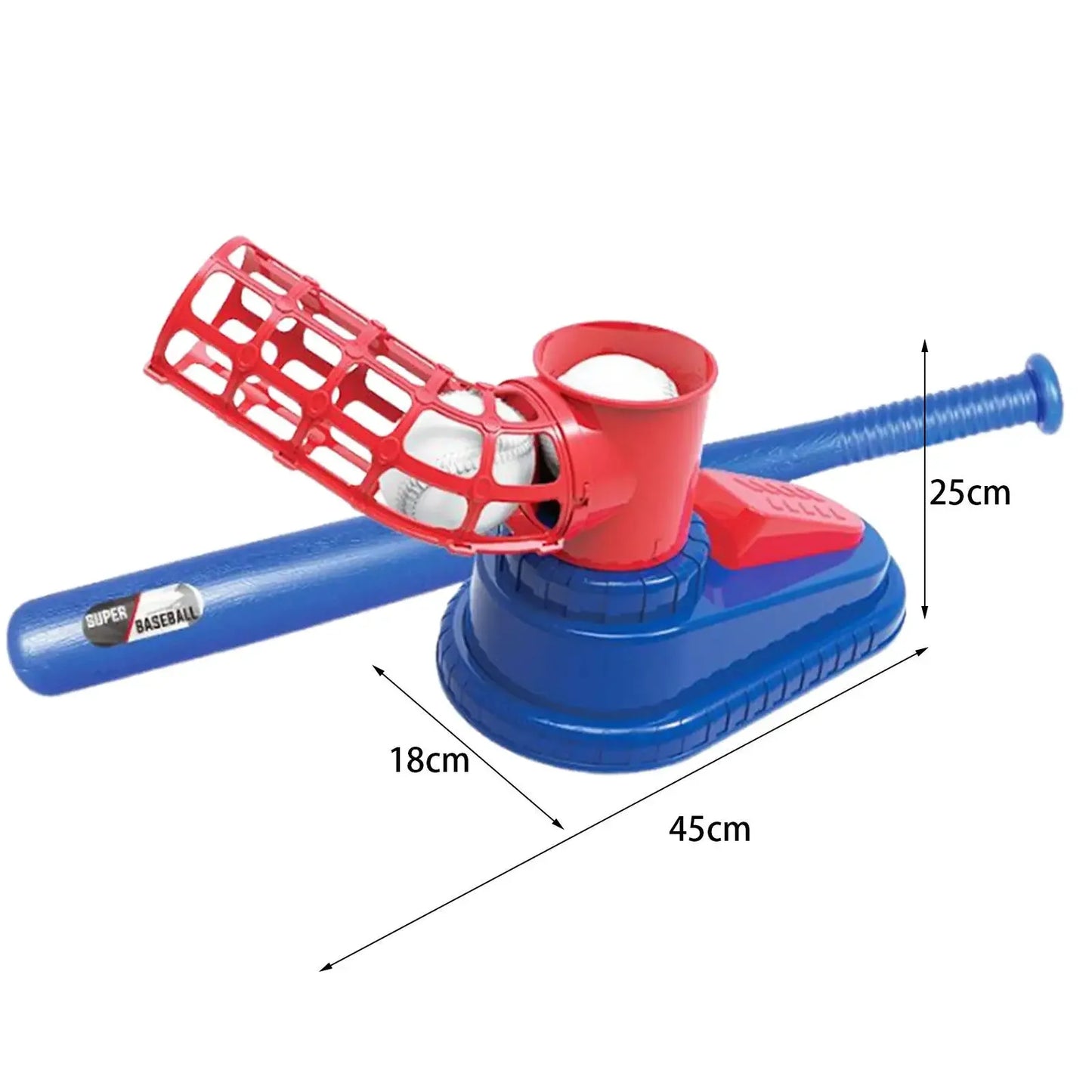 Baseball pitching machine for children with bat and 6 baseballs
