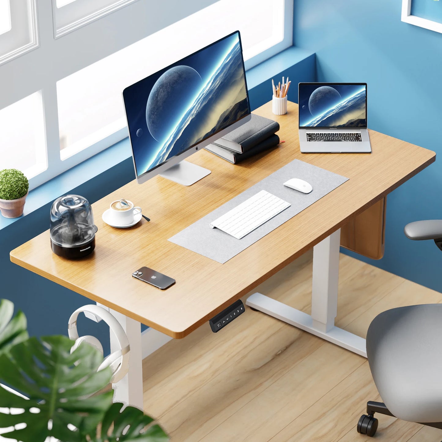Electric Standing Desk, Adjustable Height, 40x24 Inch Computer Desk Workstation