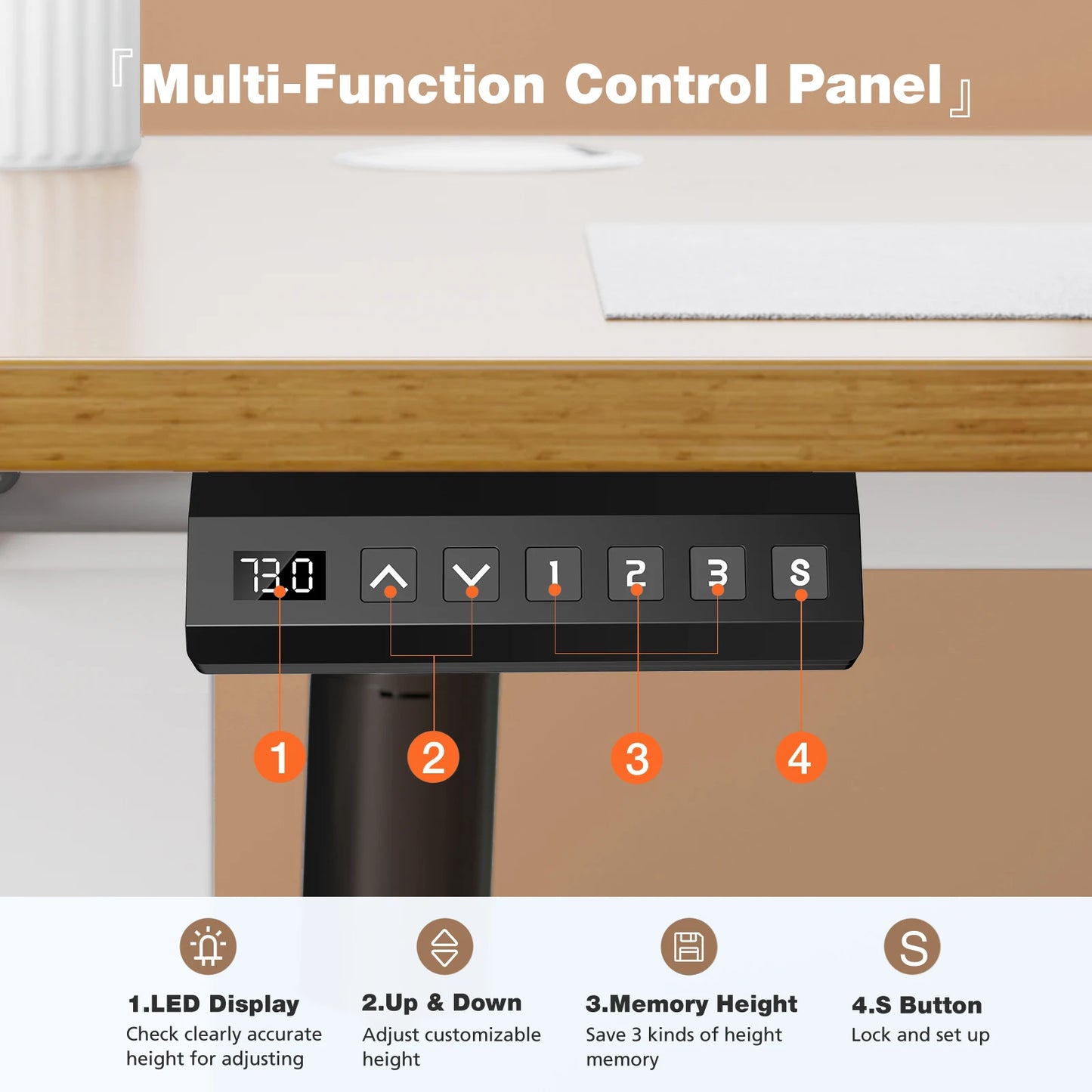 Electric Standing Desk, Adjustable Height, 40x24 Inch Computer Desk Workstation