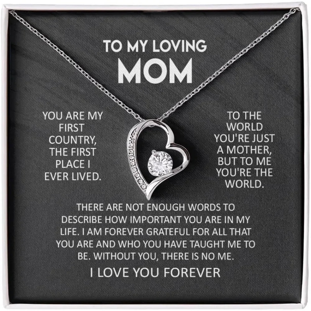 Rhinestone Necklace for Mom + Card in Gift Box